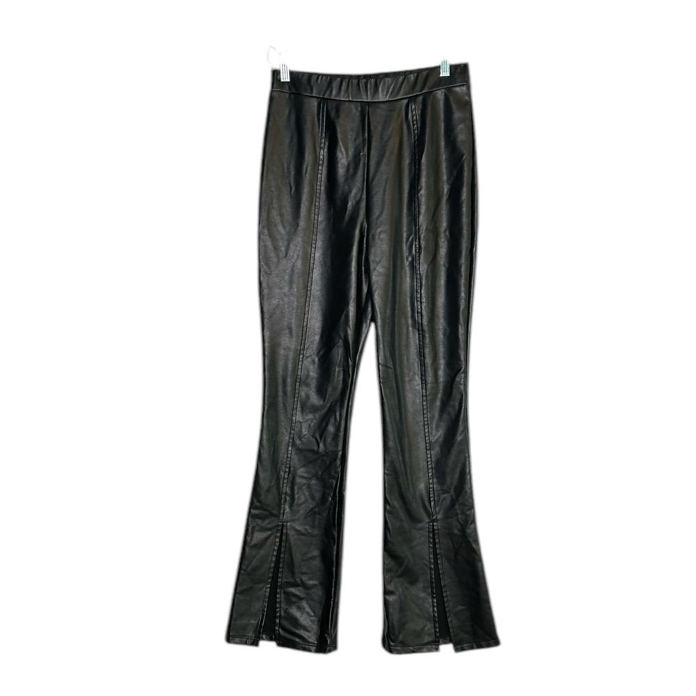 Wild Fable black faux leather flare high waist pants size Medium